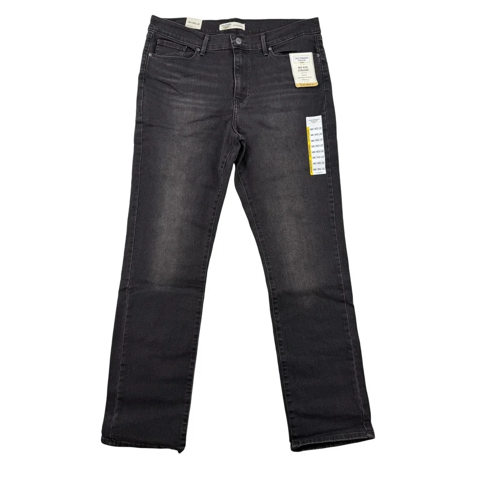 Levi Strauss Signature Gold Mid Rise Straight Jeans Dark Gray 14M W32 x L32